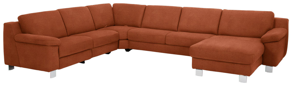 WOHNLANDSCHAFT in Mikrofaser Orange, Terracotta  - Chromfarben/Terracotta, Design, Textil/Metall (278/364/166cm) - Valdera