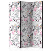 SKÄRMVÄGG  i trä, textil  vit, ljusrosa  - vit/ljusrosa, Basics, trä/textil (135/172/3cm) - artgeist