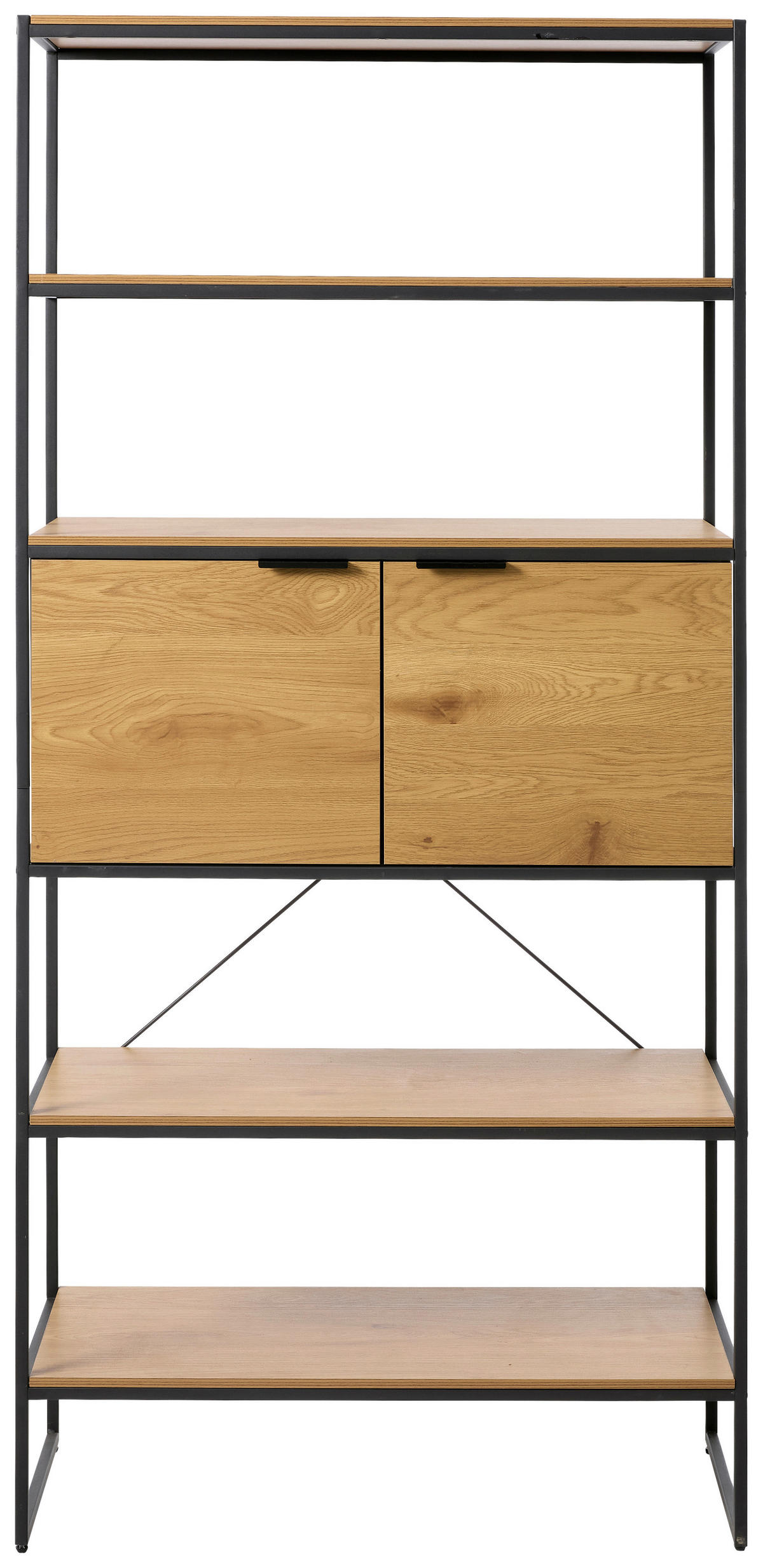 REGAL Eichefarben  90/190/40 cm  - Eichefarben/Schwarz, MODERN, Holzwerkstoff/Metall (90/190/40cm) - Lomoco