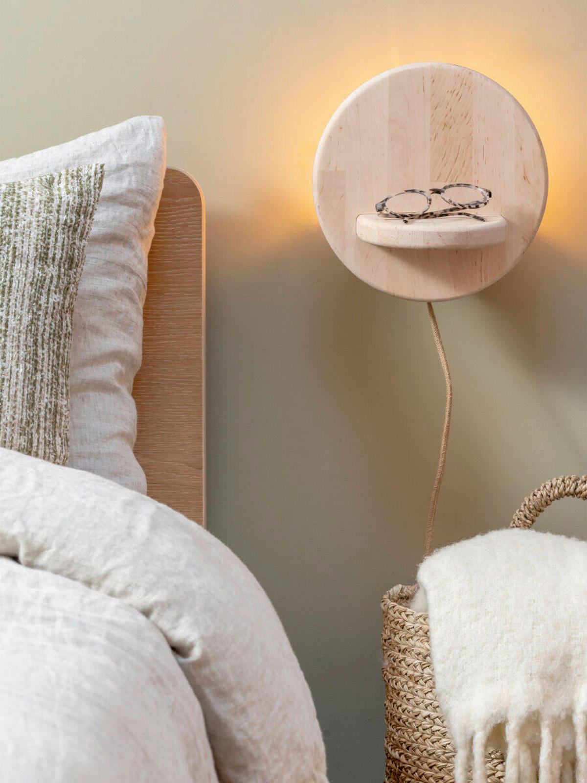 VÄGGLAMPA Good & Mojo 25/20 cm   - alfärgad, Trend, trä (25/20cm) - Good & Mojo