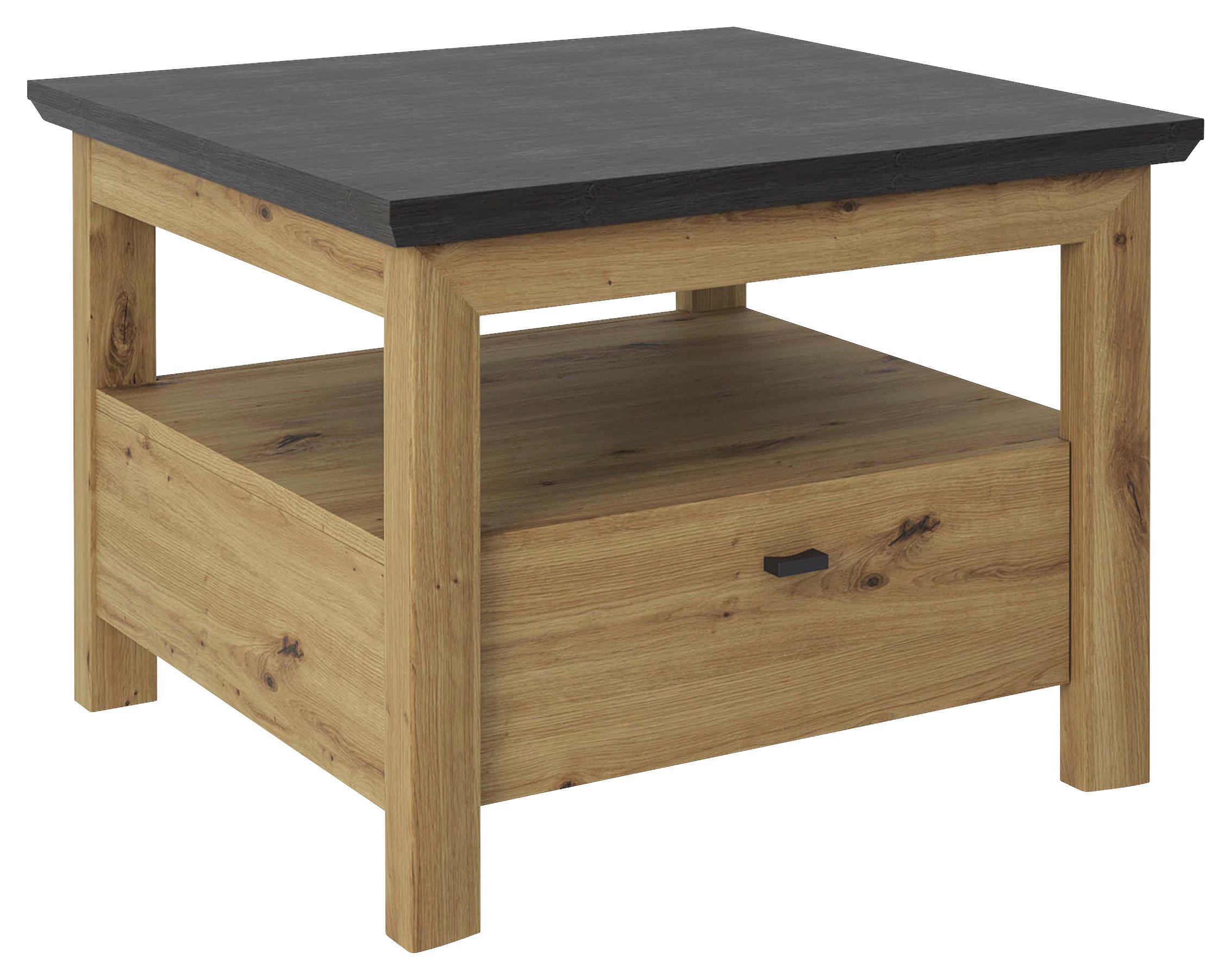 BEISTELLTISCH 65/65/45,6 cm Dunkelgrau, Eiche Artisan quadratisch  - Dunkelgrau/Schwarz, Basics, Holzwerkstoff/Metall (65/65/45,6cm) - Hom`in