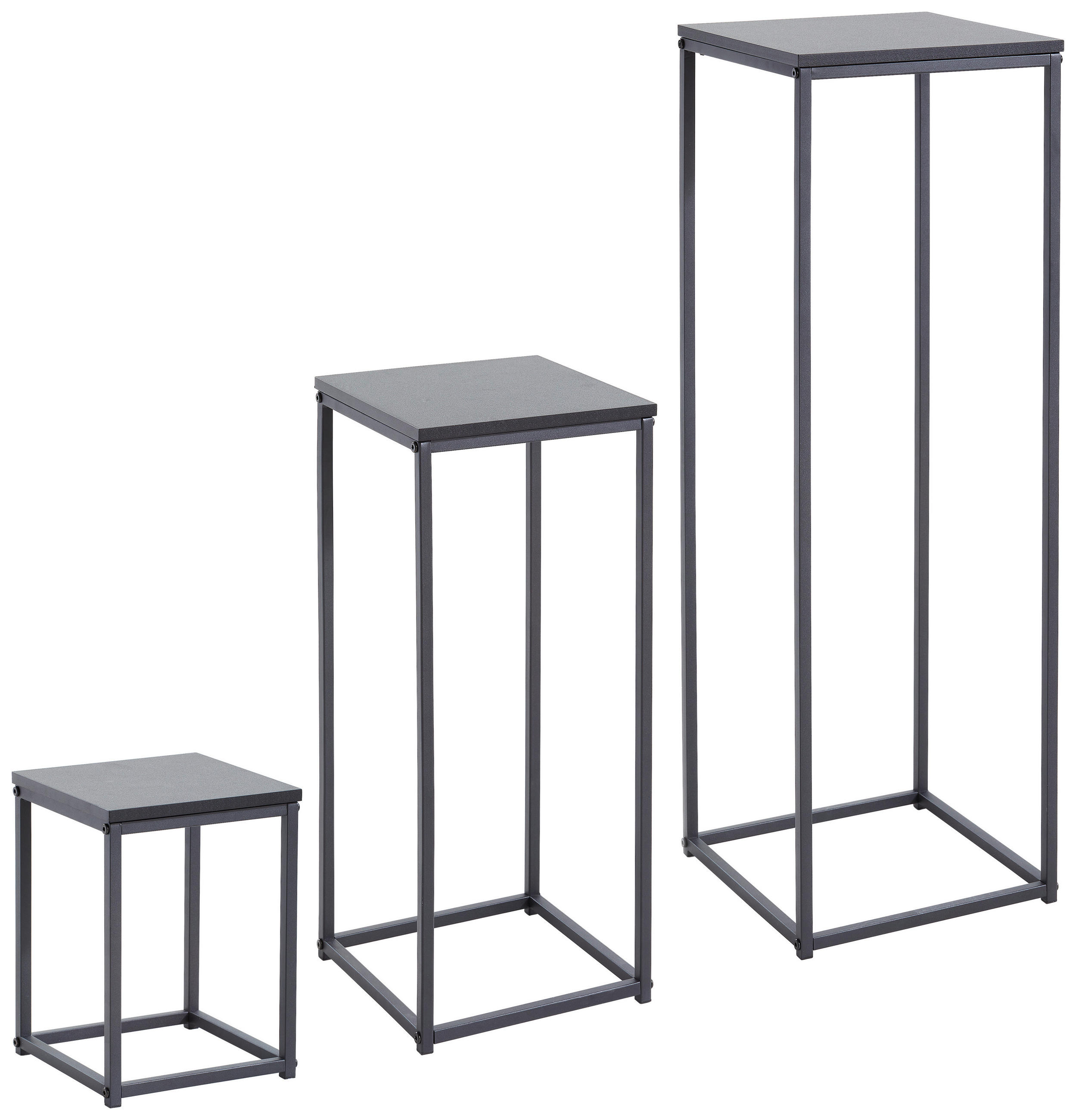 BEISTELLTISCHSET quadratisch Schwarz  - Schwarz, MODERN, Holzwerkstoff/Metall (30/90/30cm) - MID.YOU