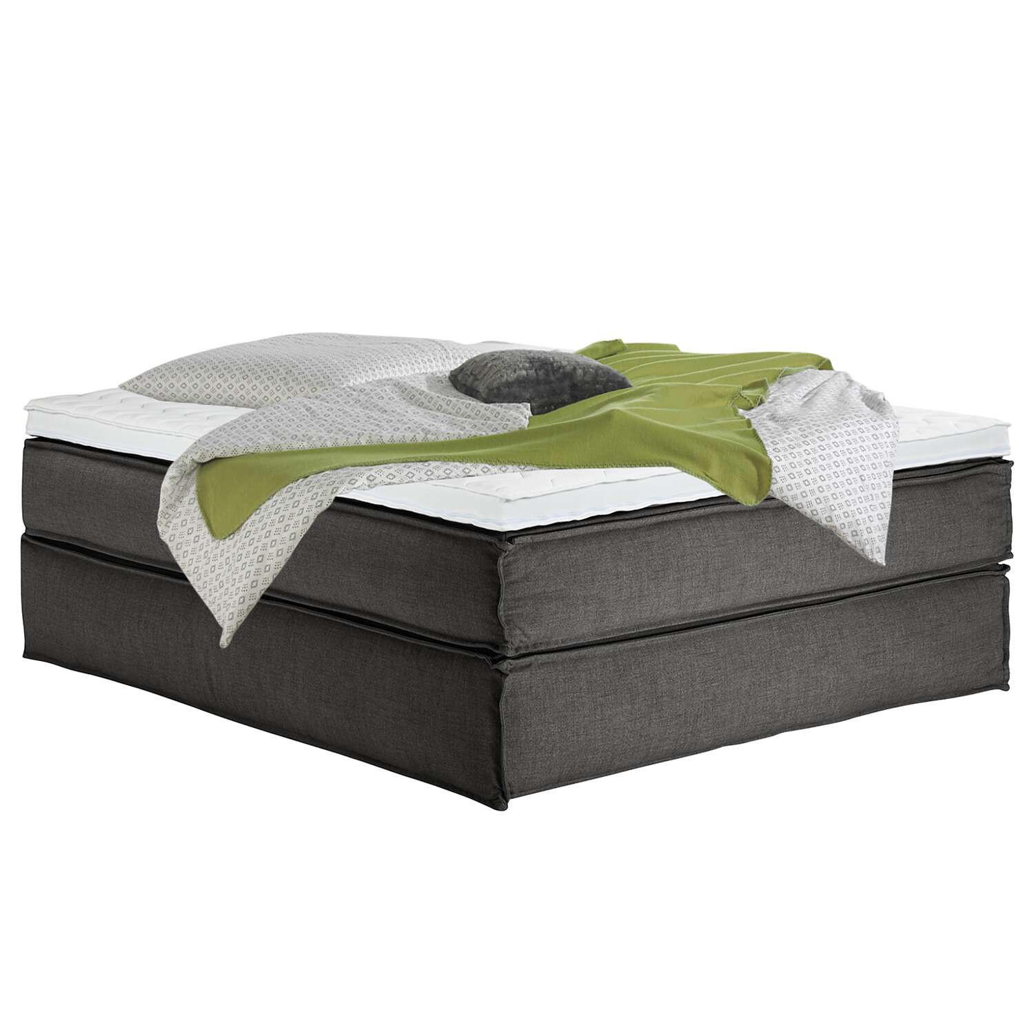 BOXSPRINGBETT 160/220 cm  in Anthrazit  - Anthrazit/Schwarz, Design, Textil (160/220cm) - home24