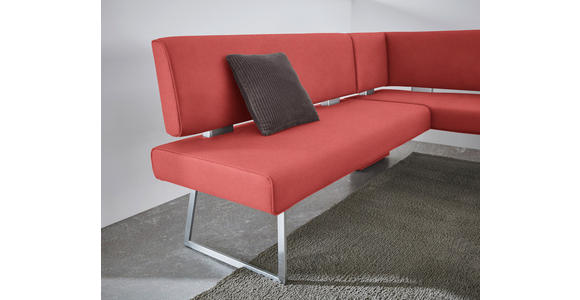 ECKBANK 185/137 cm  in Rot, Edelstahlfarben  - Edelstahlfarben/Rot, Design, Textil/Metall (185/137cm) - Dieter Knoll