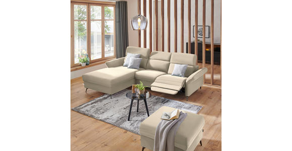 ECKSOFA in Echtleder Beige  - Beige/Schwarz, Natur, Leder/Metall (199/285cm) - Valnatura