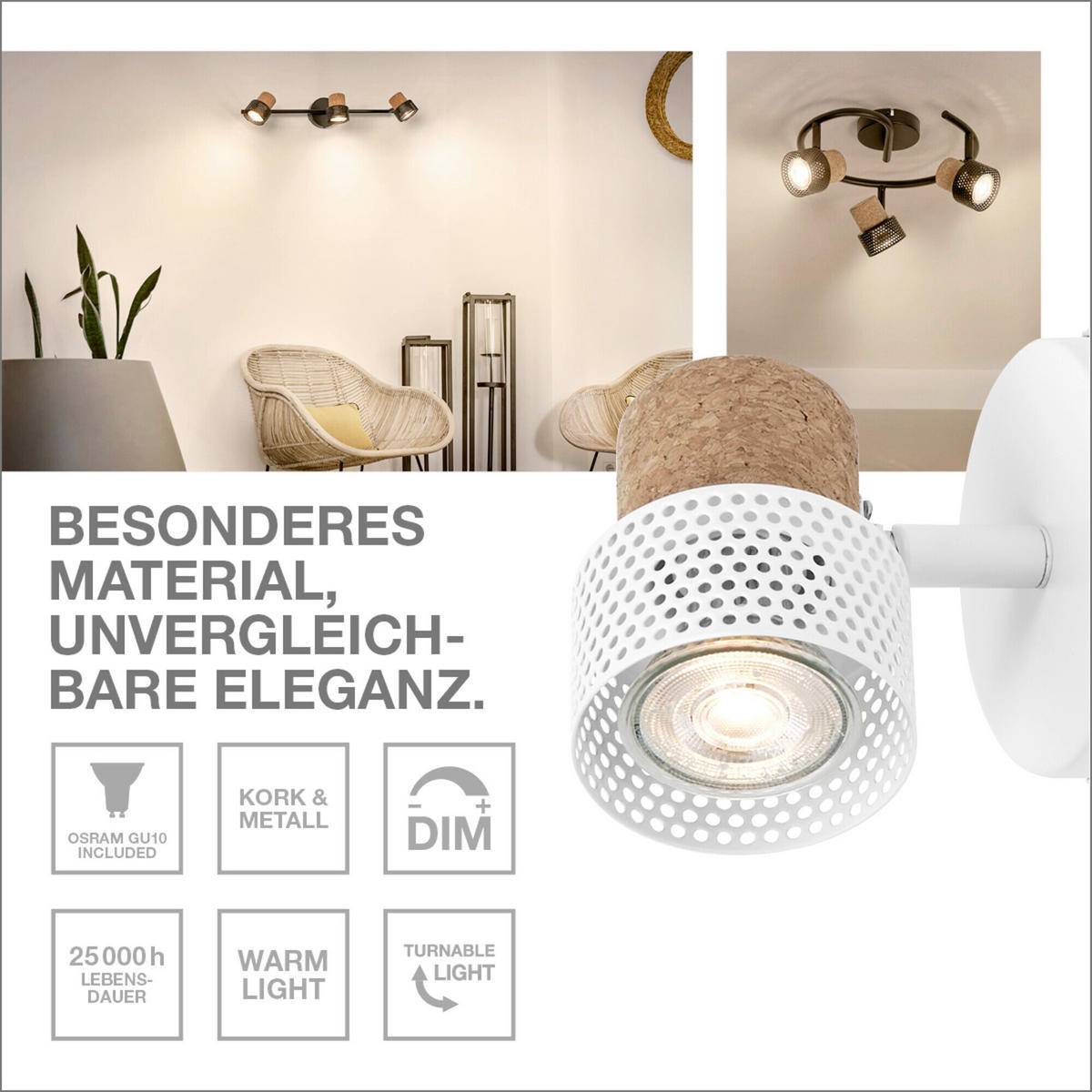 LED-STRAHLER 57,7/10/13,6 cm   - Weiß, Basics, Holz/Metall (57,7/10/13,6cm) - Osram