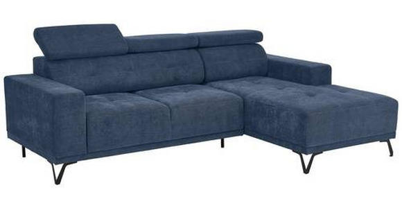 ECKSOFA in Chenille Blau  - Blau/Schwarz, KONVENTIONELL, Textil/Metall (264/178cm) - Hom`in