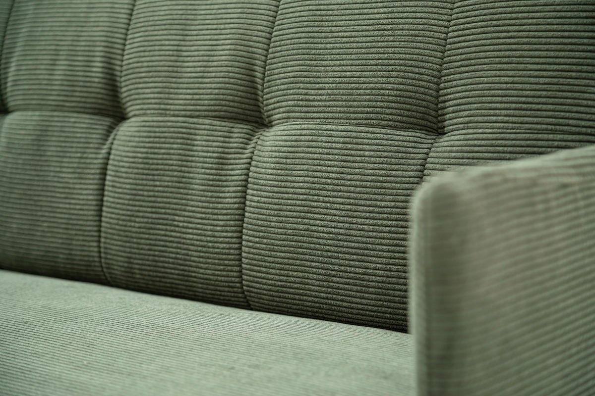 SITZBANK in Textil Olivgrün  - Schwarz/Olivgrün, Design, Textil/Metall (206/85/69cm) - Johann Jakob