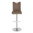 BARHOCKER Lederlook Braun, Chromfarben - Chromfarben/Braun, Design, Textil/Metall (42/98-120/52cm) - NOVEL