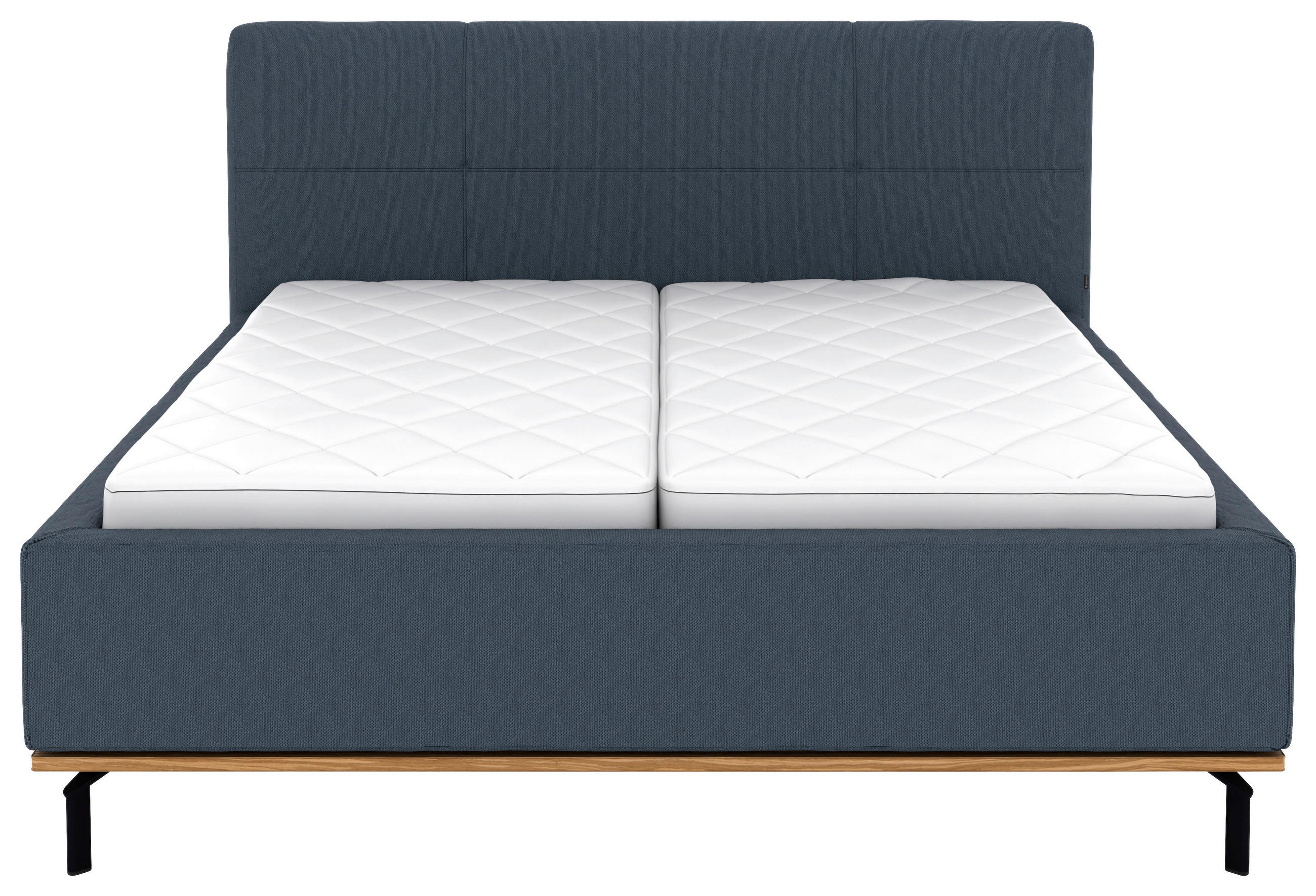 Thumbnail - Musterring Polsterbett, Dunkelblau, Textil, Birke, Buche, massiv, H2 + H3, Höhe ca. 20 cm, 160x200 cm, Reach, atmungsakt...