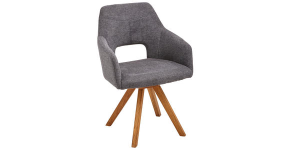 ARMLEHNSTUHL in Anthrazit, Eichefarben - Eichefarben/Anthrazit, Design, Holz/Textil (57/84/57cm) - Voleo