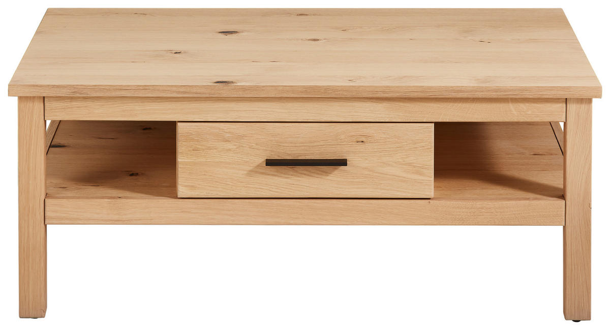 COUCHTISCH Kerneiche furniert, teilmassiv, vollmassiv 110/70,2/44,8 cm rechteckig Eichefarben  - Eichefarben/Schwarz, KONVENTIONELL, Holz/Metall (110/70,2/44,8cm) - Cantus