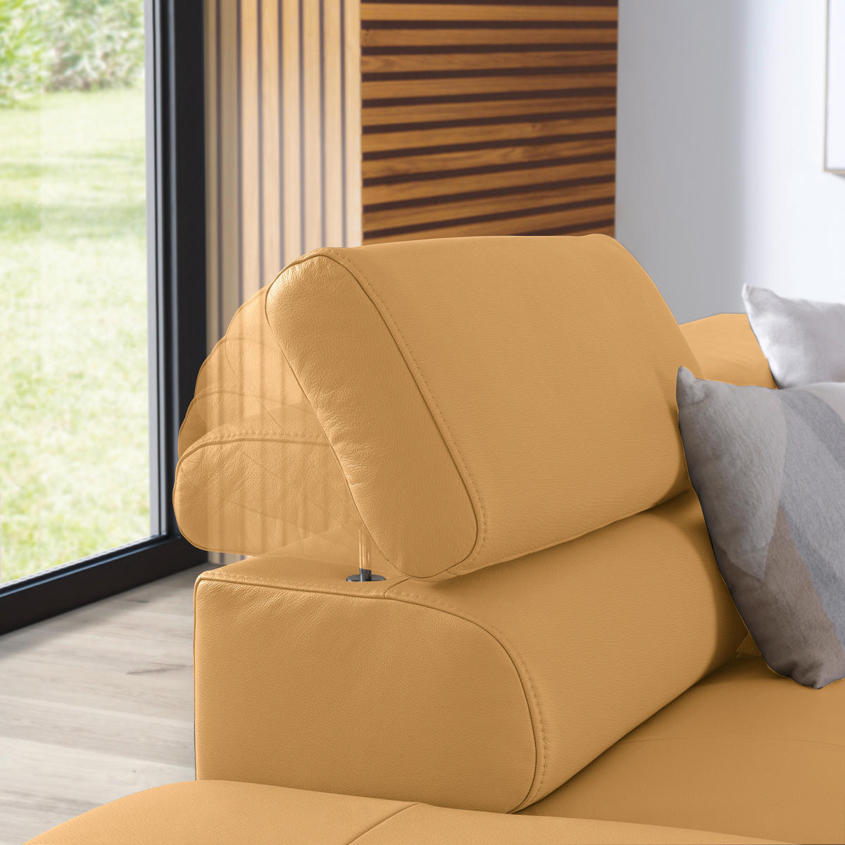 ECKSOFA in Echtleder Senfgelb  - Senfgelb/Schwarz, Design, Leder/Metall (220/270cm) - Novel