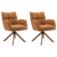 ARMLEHNSTUHL-SET 2 Stück  in Chenille  - Rostfarben/Naturfarben, MODERN, Holz/Textil (59/86/65cm) - Livetastic