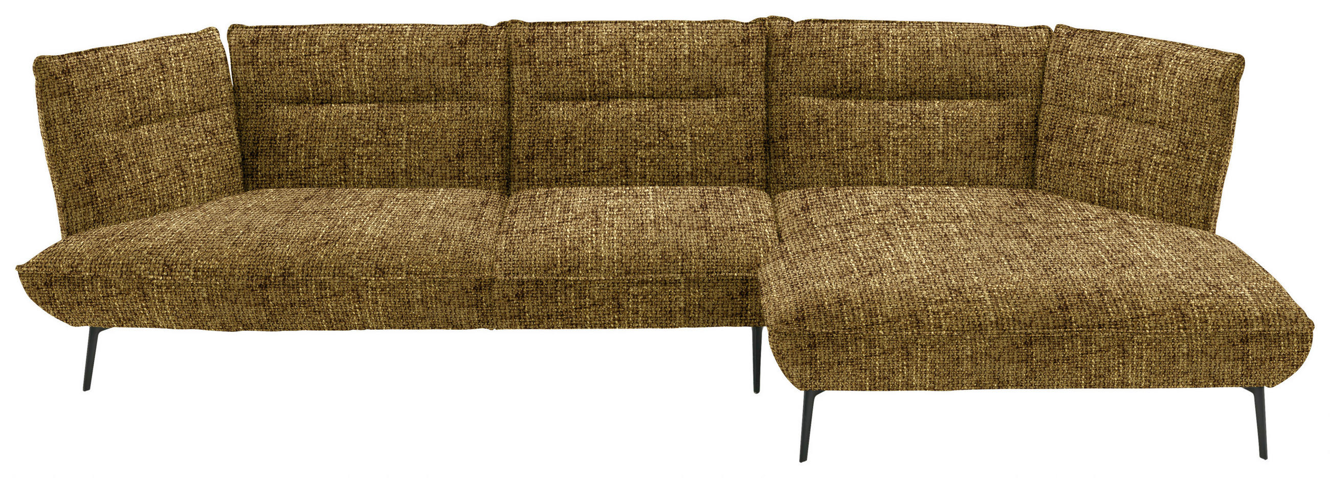 ECKSOFA in Flachgewebe Gelb, Grün  - Gelb/Schwarz, Design, Textil/Metall (339/153cm) - Moderano