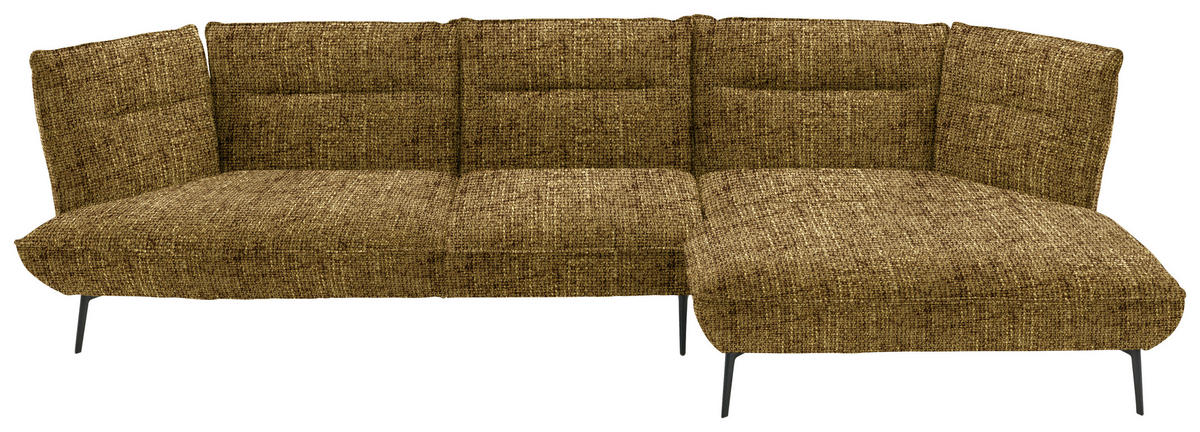 ECKSOFA in Flachgewebe Gelb, Grün  339/153 cm  - Gelb/Schwarz, Design, Textil/Metall (339/153cm) - Moderano