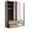 SCHWEBETÜRENSCHRANK  in Eichefarben  - Eichefarben/Schwarz, MODERN, Glas/Holzwerkstoff (170/225,5/60,5cm) - Xora
