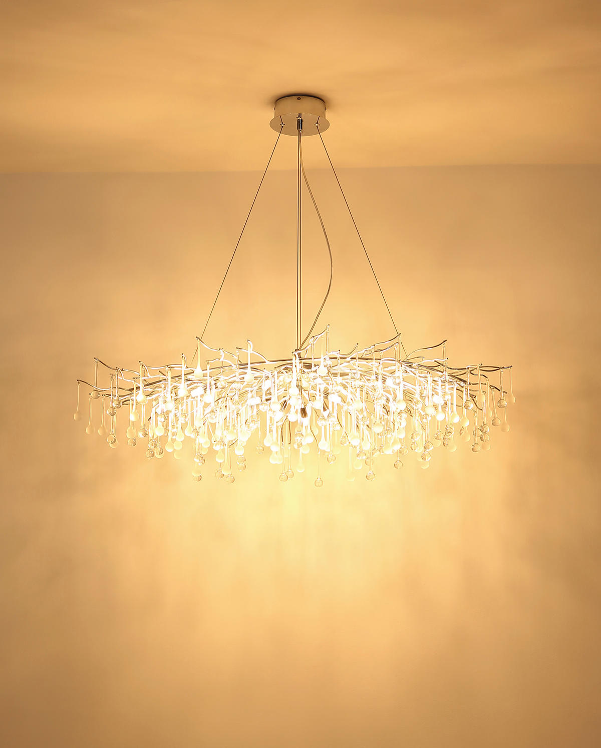 LED-HÄNGELEUCHTE Maxine 120/52/150 cm   - Klar/Chromfarben, Design, Glas/Metall (120/52/150cm) - Globo