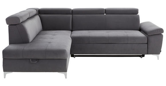 ECKSOFA Dunkelgrau Mikrofaser  - Chromfarben/Dunkelgrau, KONVENTIONELL, Textil/Metall (271/98/206cm) - Carryhome