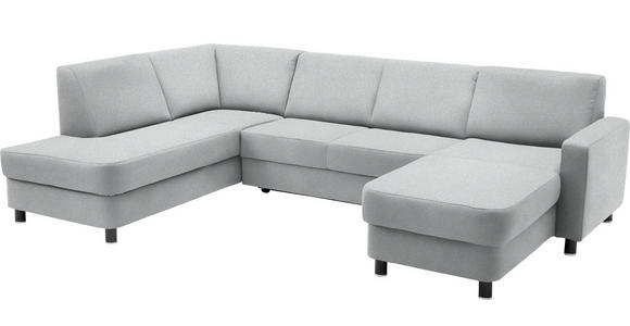 WOHNLANDSCHAFT  in Webstoff Hellgrau  - Hellgrau/Schwarz, Design, Holz/Textil (198/296/165cm) - Xora