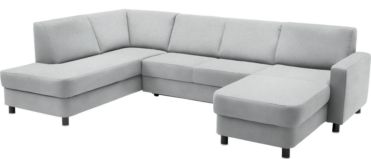 WOHNLANDSCHAFT in Webstoff Hellgrau  - Hellgrau/Schwarz, Design, Holz/Textil (198/296/165cm) - Xora