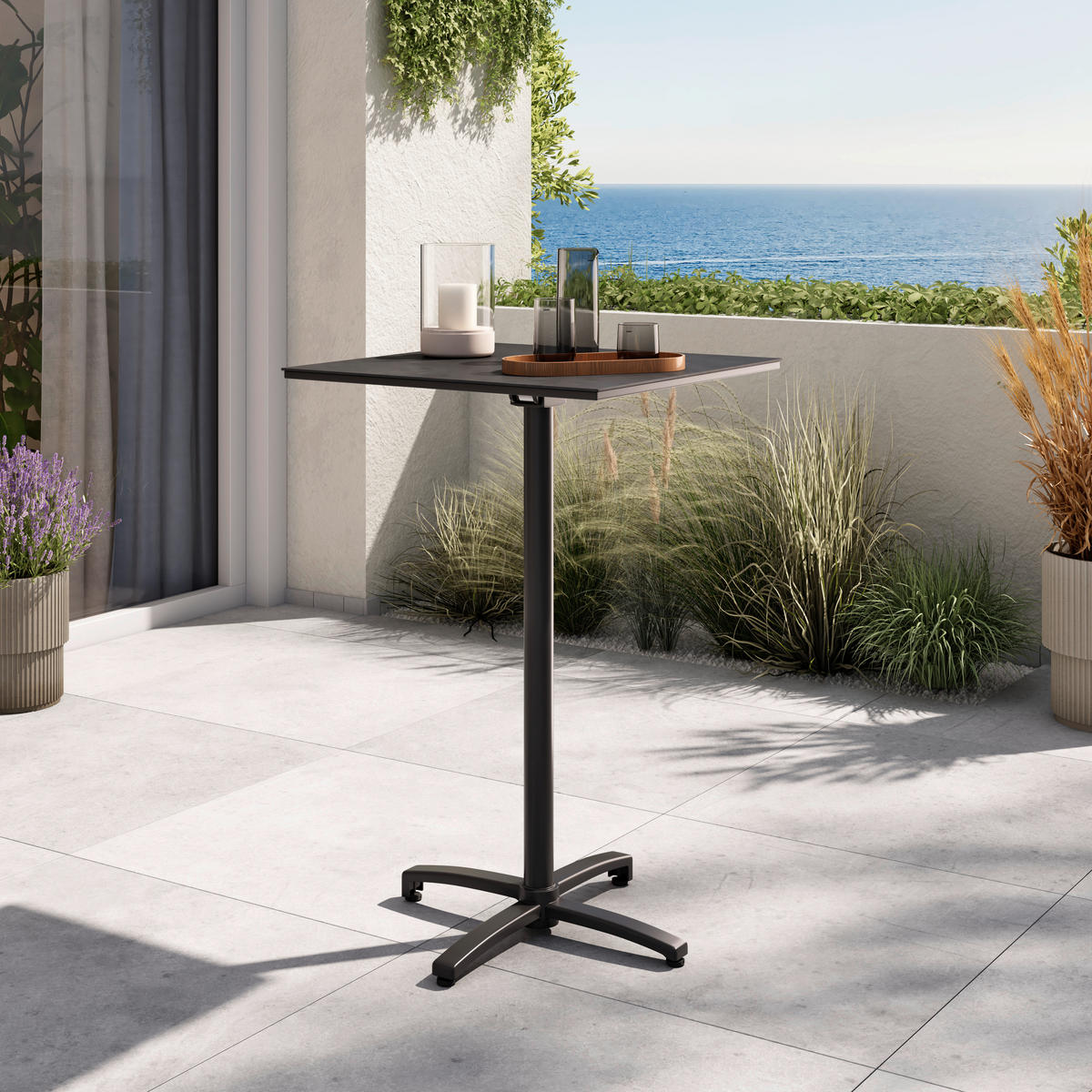 STEHTISCH 70/70/111 cm  - Anthrazit, KONVENTIONELL, Kunststoff/Metall (70/70/111cm) - Ambia Garden