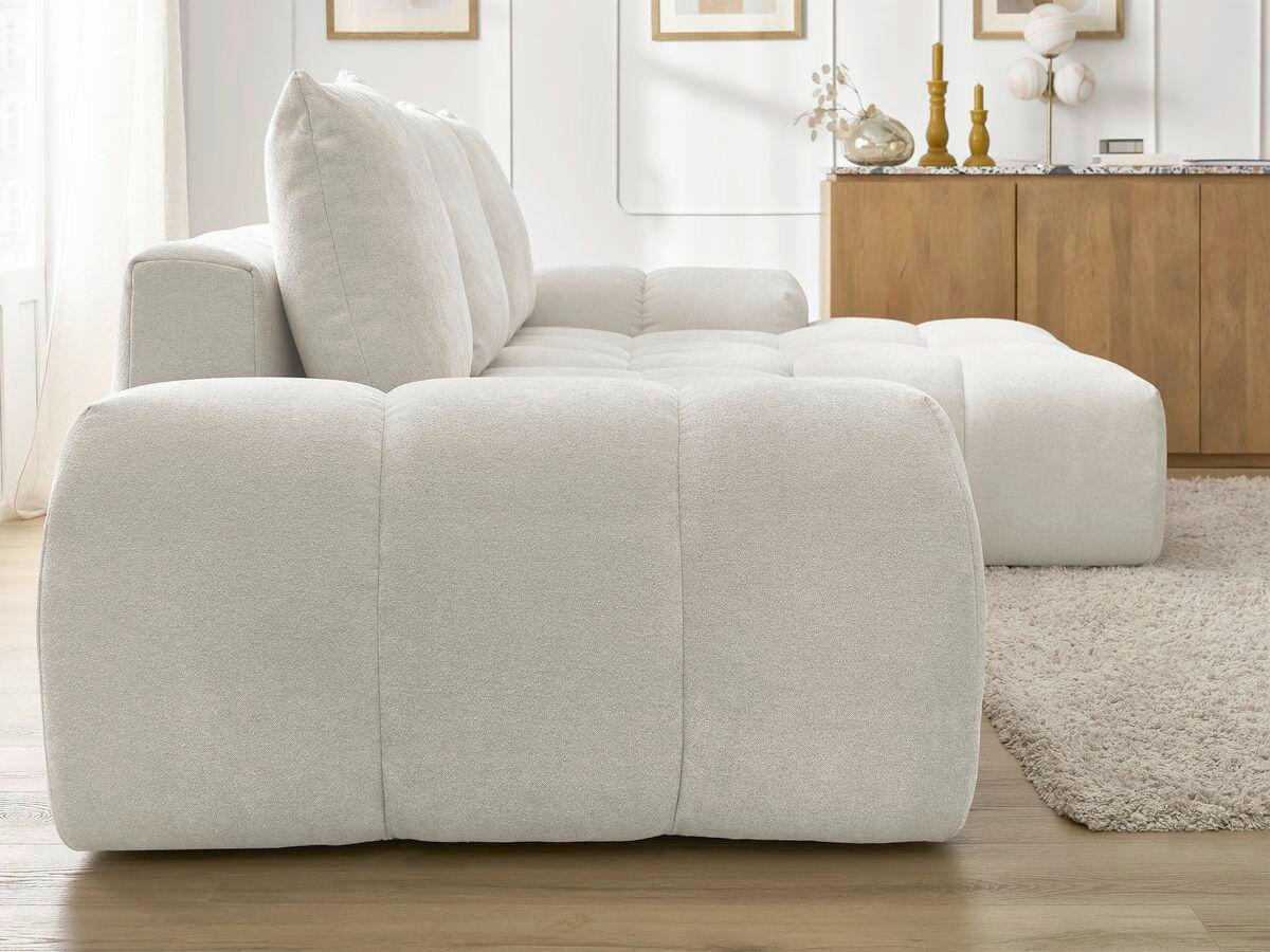 ECKSCHLAFSOFA EVEREST  mit Rücken echt, Armteil links, Armteil rechts Struktur Weiß  - Schwarz/Weiß, MODERN, Kunststoff/Textil (318/180cm) - Livetastic