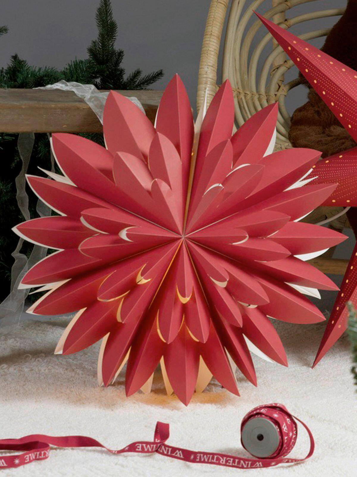 LEUCHTENSCHIRM - Rot, KONVENTIONELL, Papier (50cm)