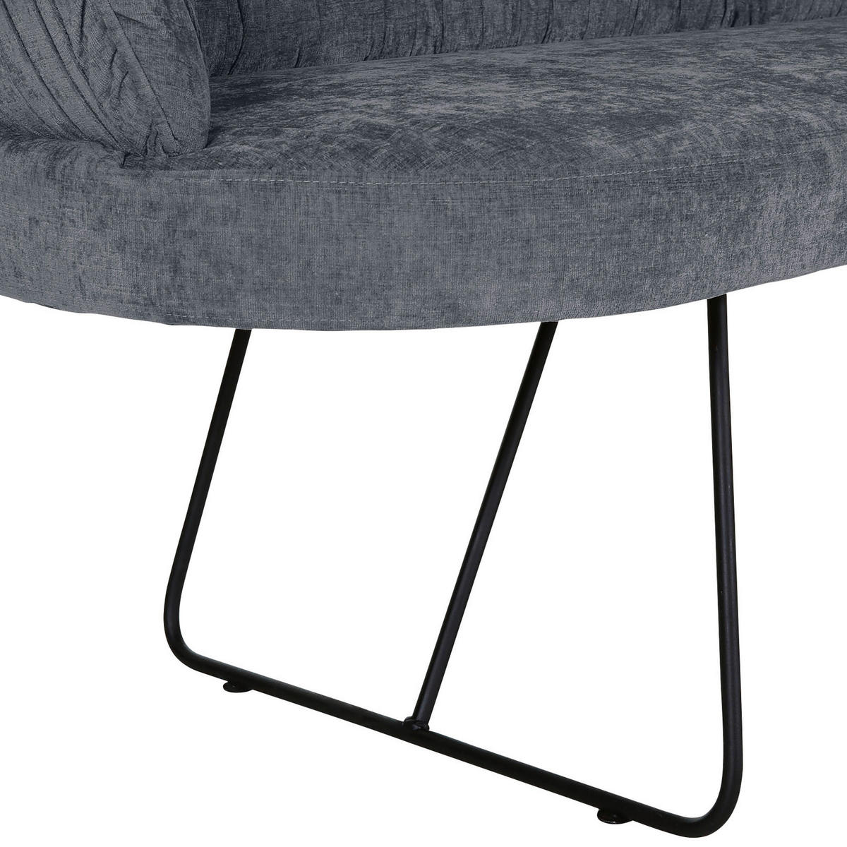 SITZBANK in Textil Grau  - Schwarz/Grau, Design, Textil/Metall (202/88/65cm) - Novel