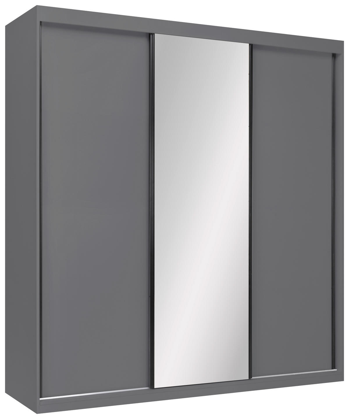 SCHIEBETÜRENSCHRANK 200/215/59,5 cm 3-türig  - Schwarz/Graphitfarben, MODERN, Holzwerkstoff/Metall (200/215/59,5cm) - MID.YOU