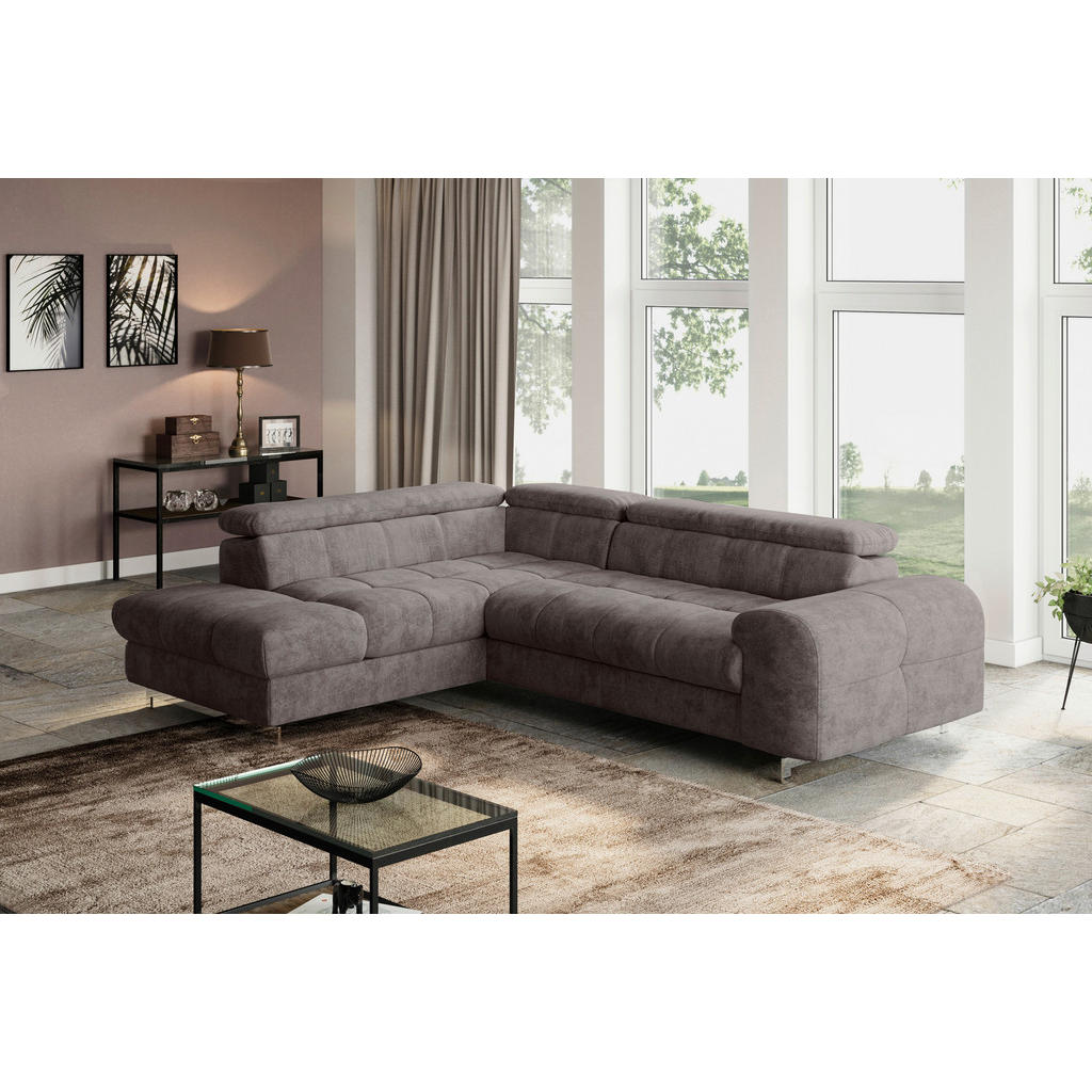 Thumbnail - Livetastic Ecksofa, Dunkelbraun, Textil, 4-Sitzer, Ottomane links, L-Form, 257x206 cm, Made in EU, seitenverkehrt erhält...