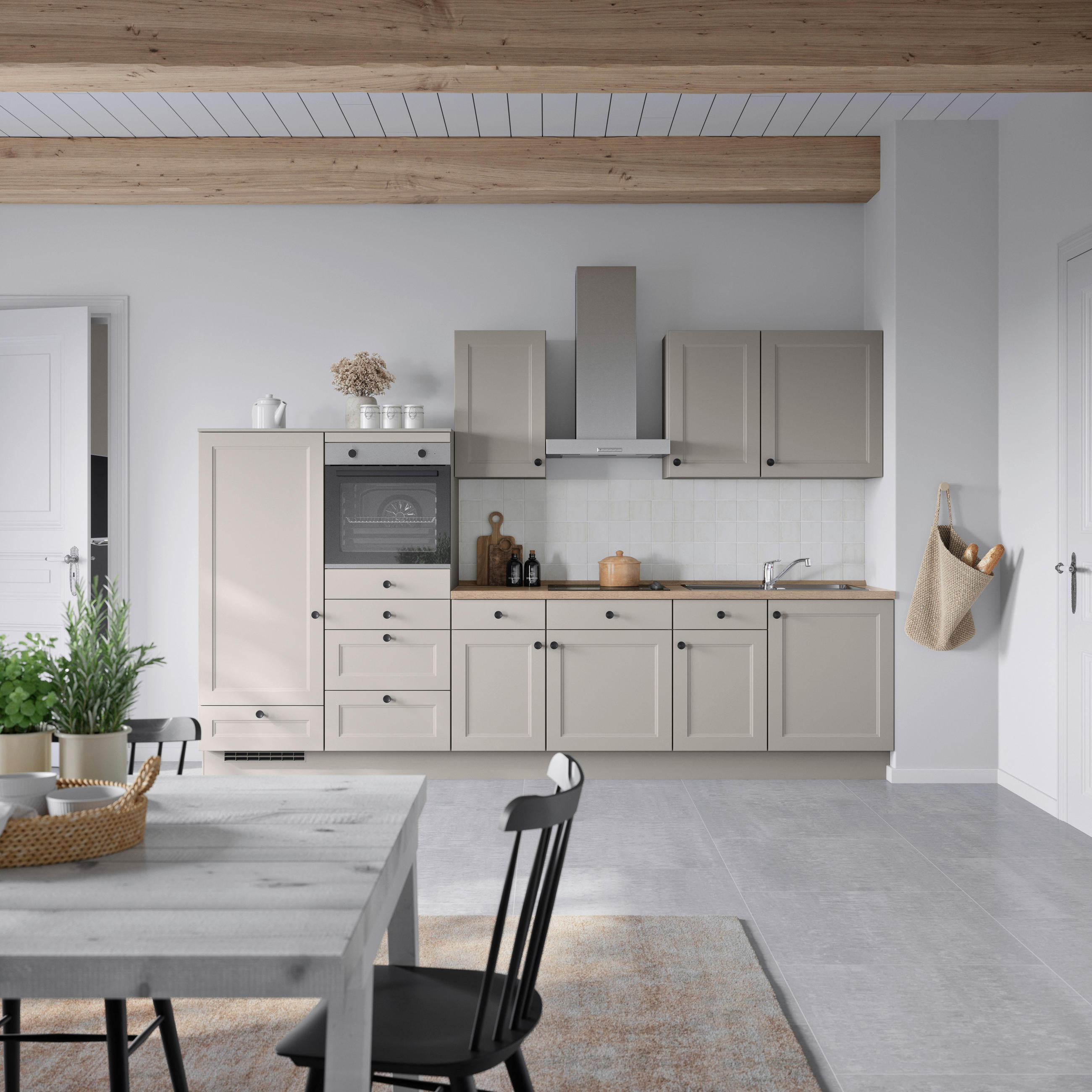 KÜCHENBLOCK 330 cm   in Grau, Eiche dunkel  - Eiche dunkel/Schwarz, MODERN, Holzwerkstoff/Metall (330cm) - Nobilia