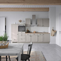 KÜCHENBLOCK 330 cm   in Grau, Eiche dunkel  - Eiche dunkel/Schwarz, MODERN, Holzwerkstoff/Metall (330cm) - Nobilia