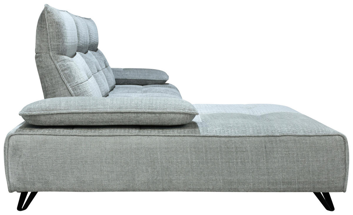 ECKSOFA Hellgrau Chenille  - Hellgrau/Schwarz, Design, Kunststoff/Textil (162/314cm) - Livetastic