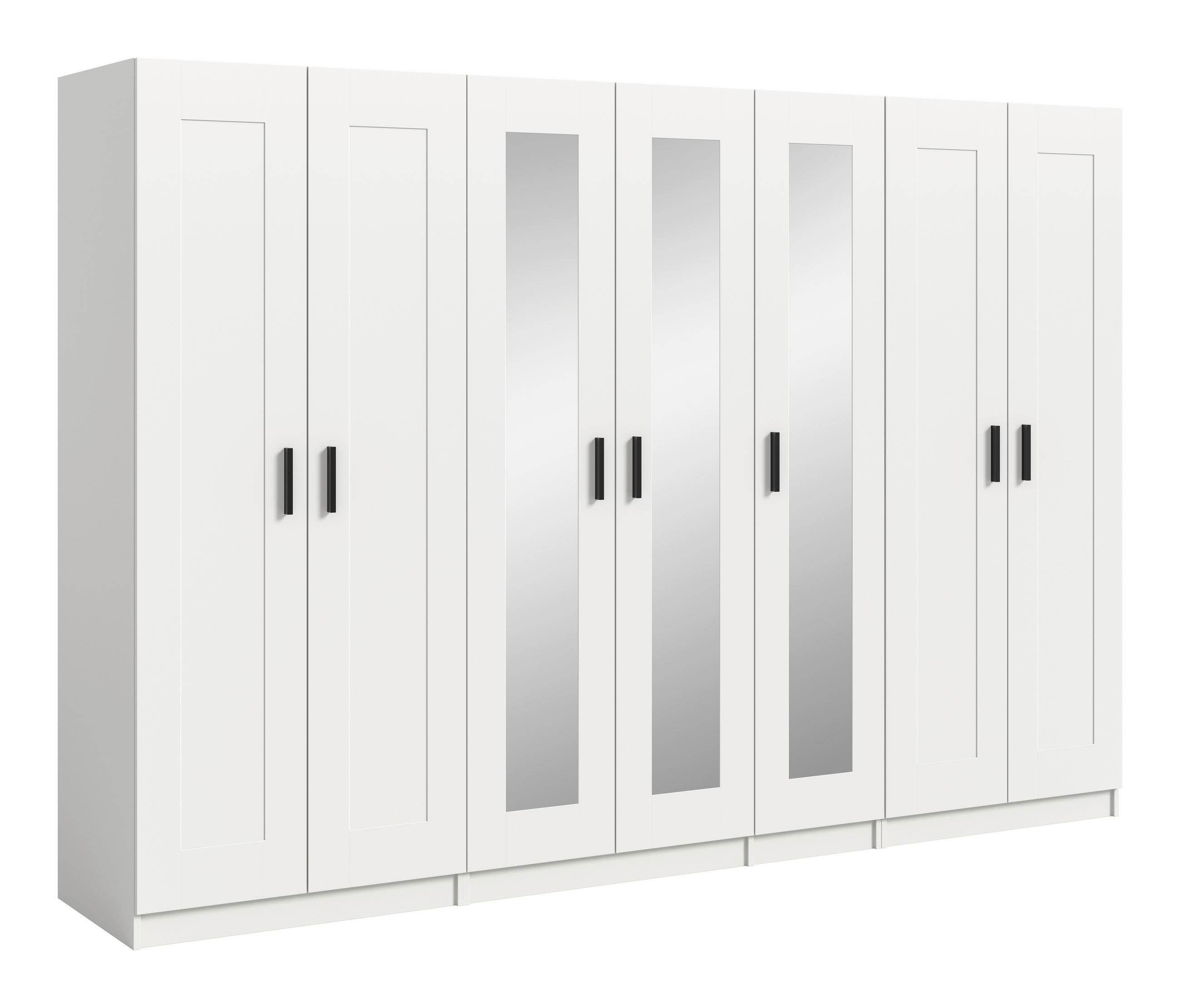 DREHTÜRENSCHRANK 280/194/56 cm,  in Weiß, 7 Tür(en)-türig  - Schwarz/Weiß, ROMANTIK / LANDHAUS, Holzwerkstoff/Kunststoff (280/194/56cm) - Livetastic