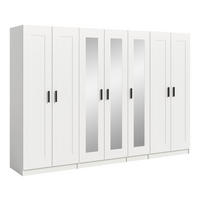 DREHTÜRENSCHRANK 280/194/56 cm,  in Weiß, 7 Tür(en)-türig  - Schwarz/Weiß, ROMANTIK / LANDHAUS, Holzwerkstoff/Kunststoff (280/194/56cm) - Livetastic