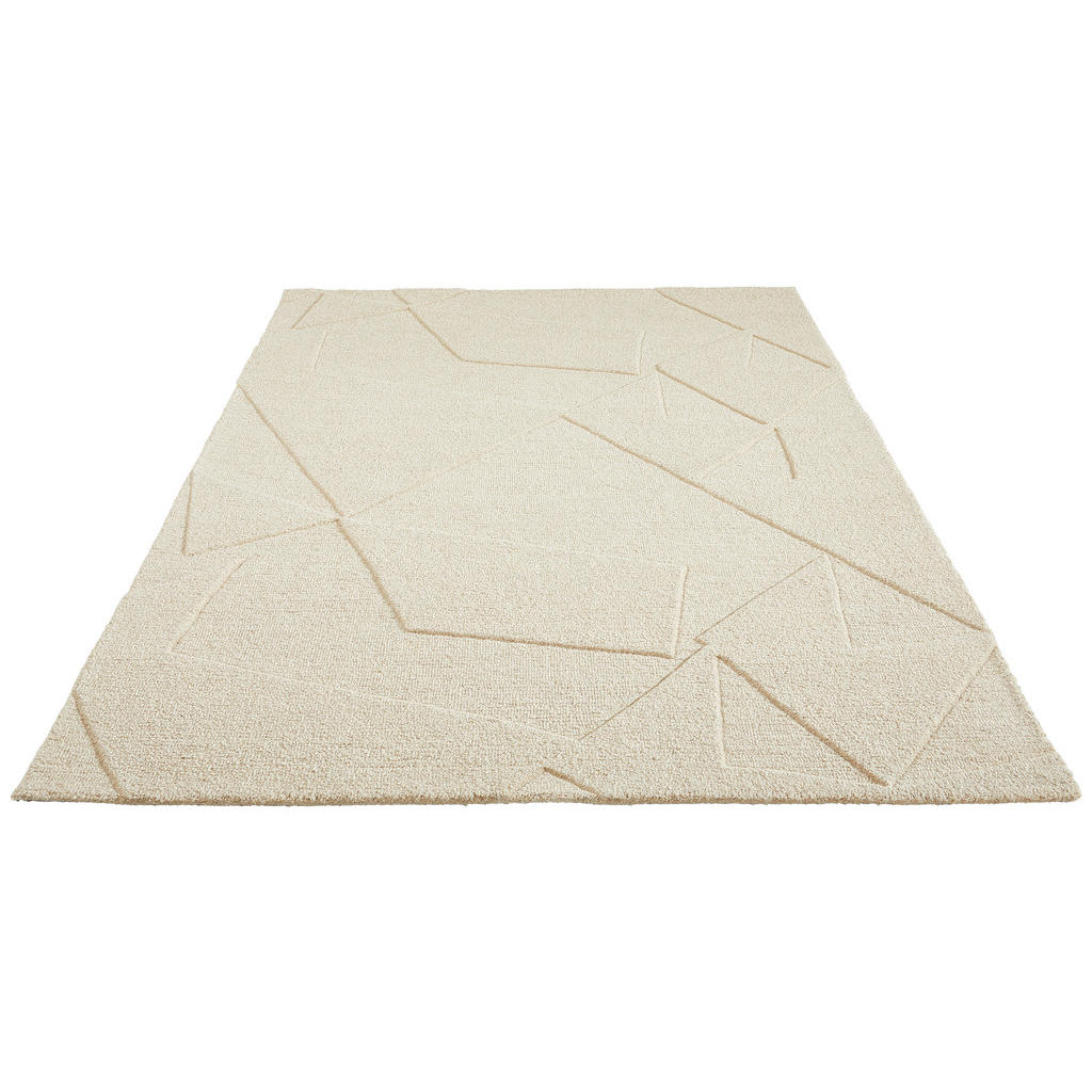 Thumbnail - Linea Natura Wollteppich, Weiß, Textil, geometrisch, rechteckig, 130x190 cm, für Fußbodenheizung geeignet, pflegeleicht,...