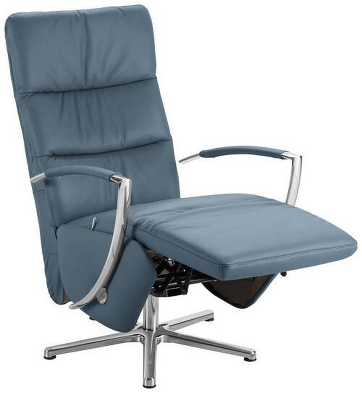 RELAXSESSEL in Leder Blaugrau  - Chromfarben/Blaugrau, Design, Leder/Metall (64/112/80cm) - Cantus