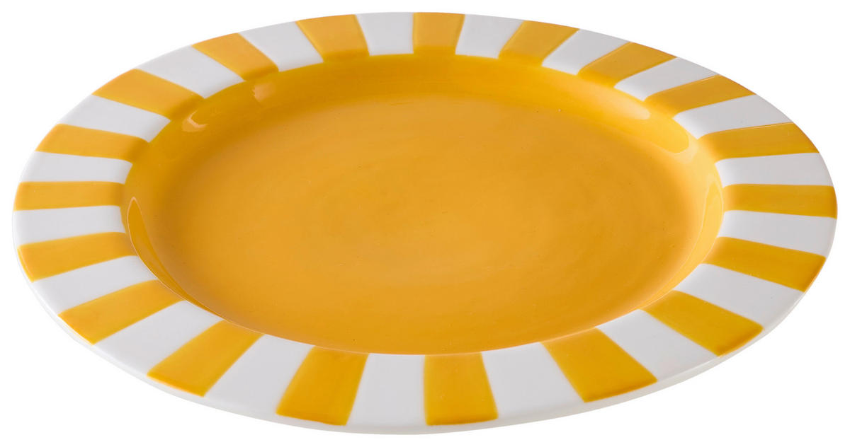 PLATZTELLER  - Gelb/Weiß, Basics, Keramik (25,8/2,6cm)
