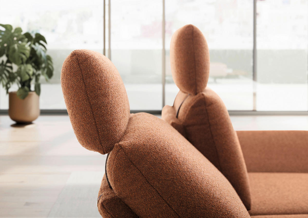 ECKSOFA Cognac Flachgewebe  - Cognac/Schwarz, Design, Textil/Metall (234/155cm) - Dieter Knoll