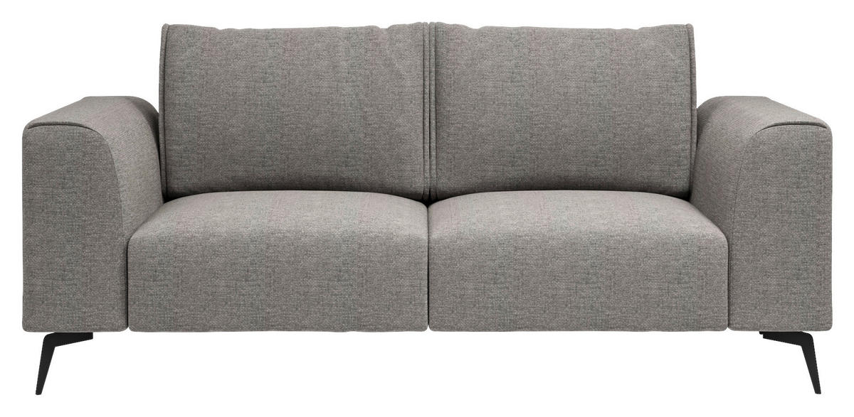 2-SITZER-SOFA in beflockt Dunkelgrau  - Dunkelgrau/Schwarz, Design, Holz/Textil (186/88/90cm) - MID.YOU