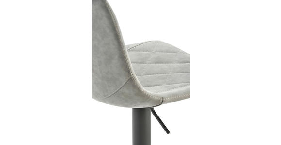 BARHOCKER Lederlook Grau Stahl Sitzfläche 360° drehbar  - Grau, Design, Textil/Metall (43/85 - 110/46cm) - Novel