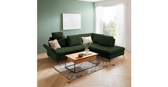 ECKSOFA in Flachgewebe Olivgrün  - Schwarz/Olivgrün, Natur, Textil/Metall (288/233cm) - Valnatura