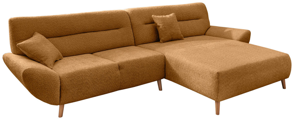 ECKSOFA in Bouclé Goldfarben  - Wildeiche/Goldfarben, Konventionell, Holz/Textil (290cm) - MID.YOU