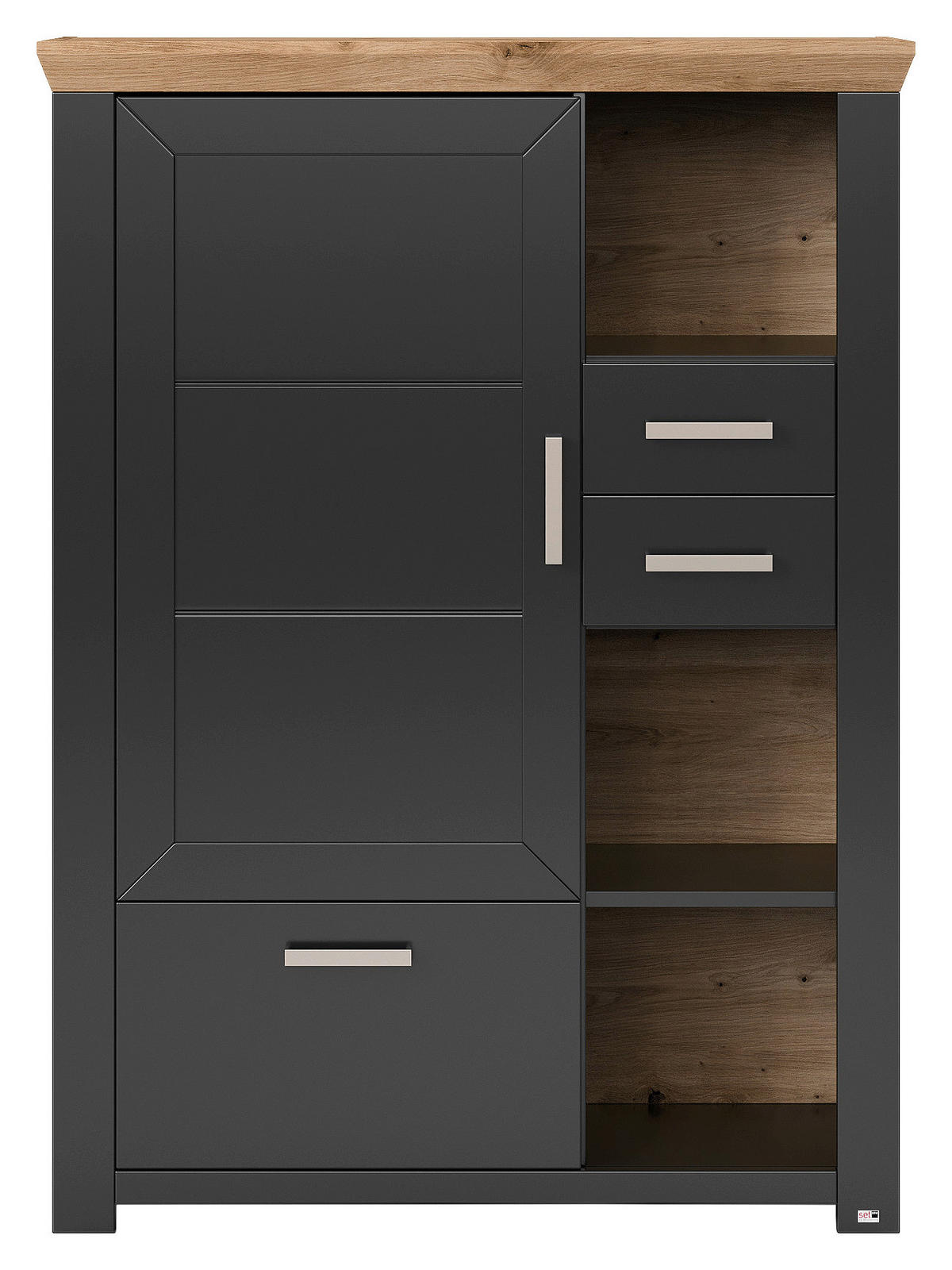 HIGHBOARD  in 104,5/142,6/42,2 cm  - Graphitfarben/Eiche Artisan, Design, Holzwerkstoff/Metall (104,5/142,6/42,2cm) - SetOne by Musterring