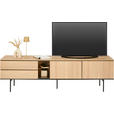 TV-ELEMENT Schwarz, Eichefarben 197/56/41 cm - Eichefarben/Schwarz, Basics, Glas/Holzwerkstoff (197/56/41cm) - Hom`in
