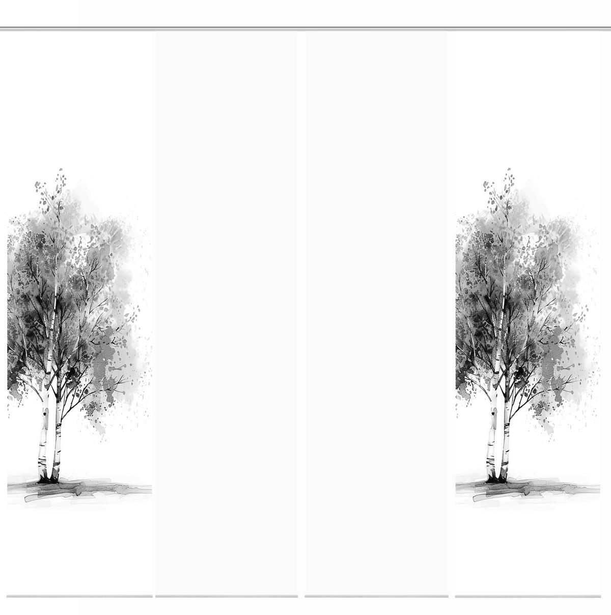 FLÄCHENVORHANG  4 Stück  blickdicht  60/245 cm   - Grau Hochglanz/Weiß, Natur, Textil (60/245cm)
