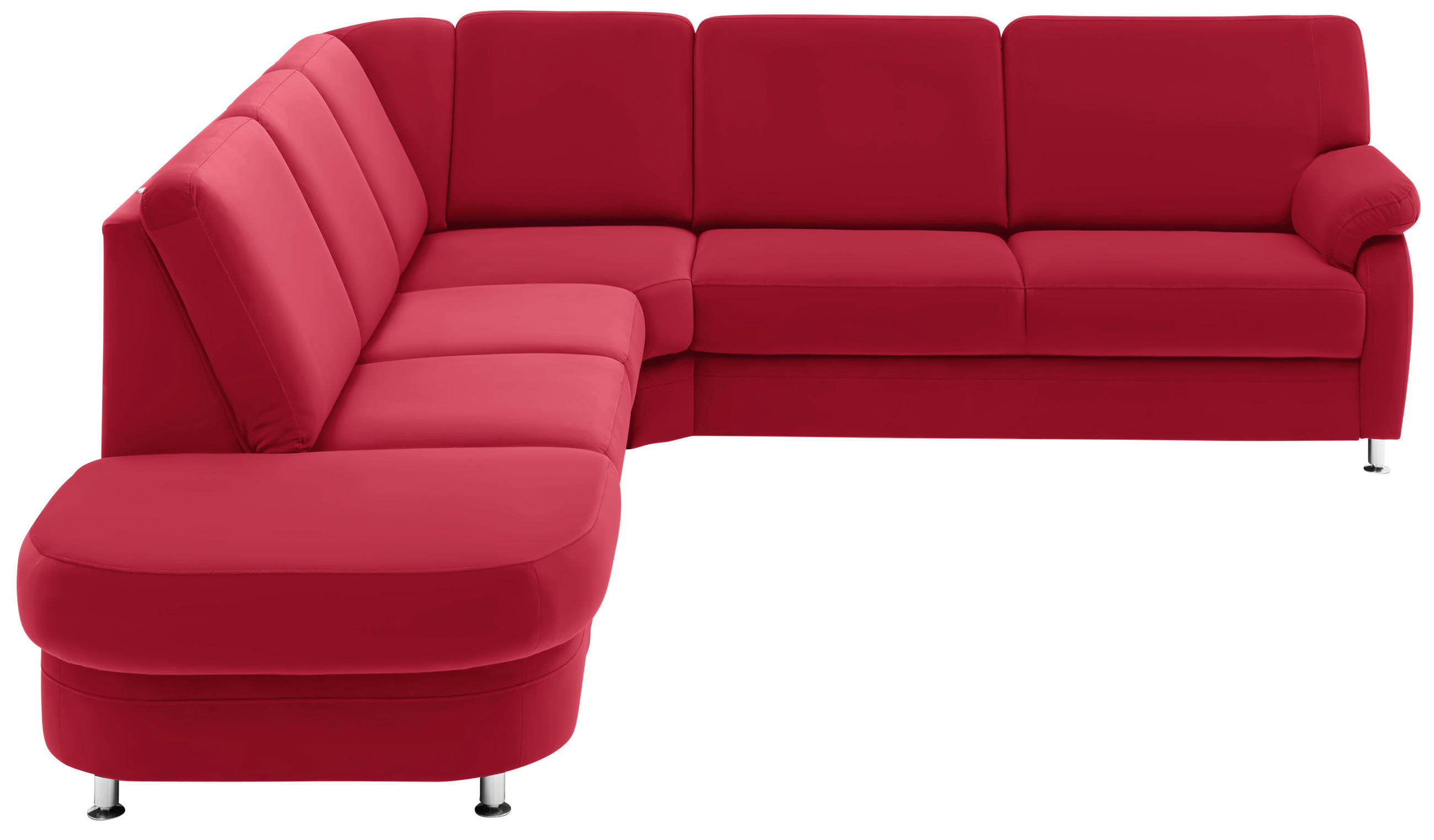 ECKSOFA Flachgewebe Rot  - Rot/Alufarben, Konventionell, Textil/Metall (287/269cm) - Beldomo System
