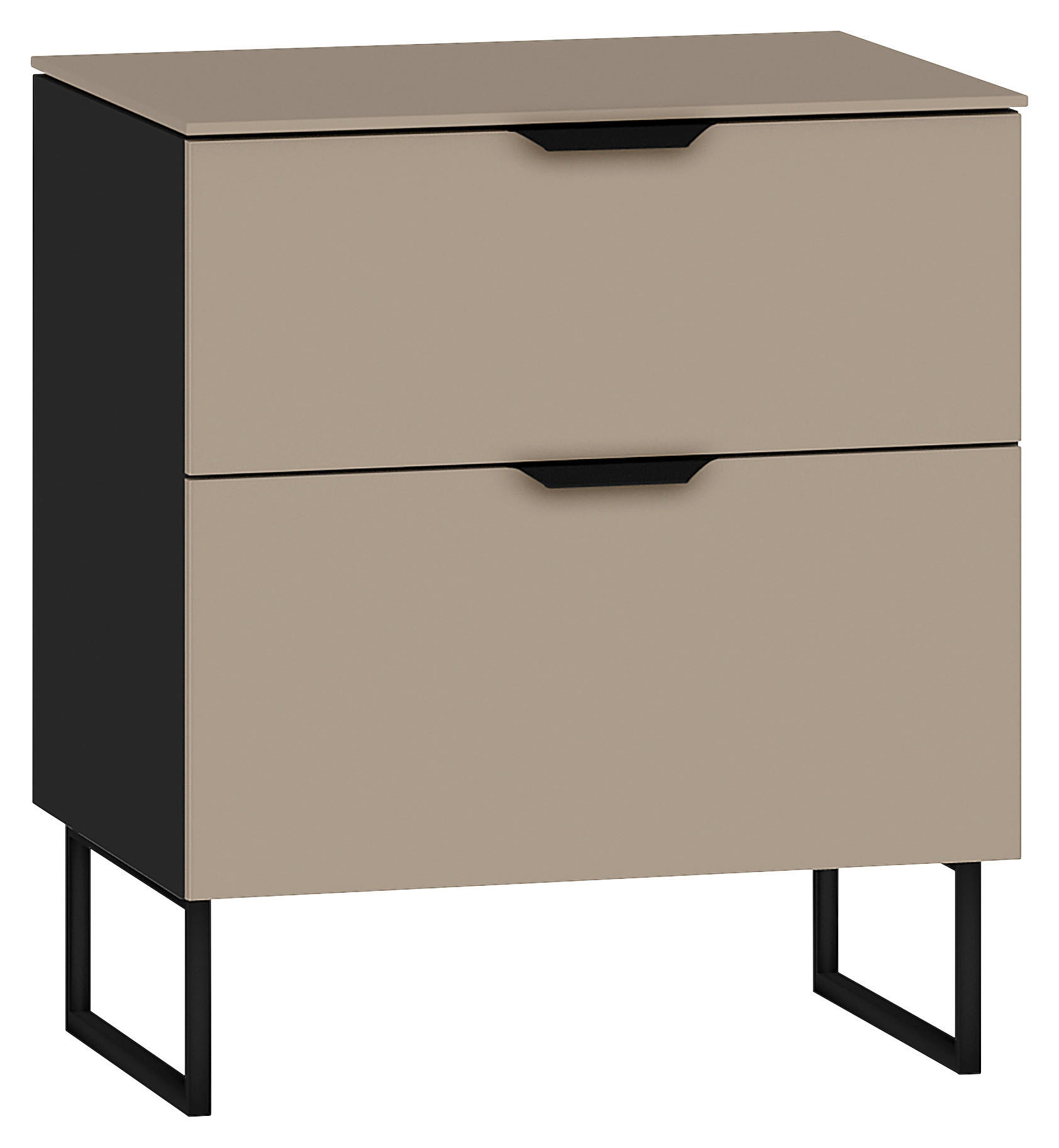NACHTKÄSTCHEN 45/53/43 cm  in Schwarz, Hellbraun  - Hellbraun/Schwarz, Design, Glas/Holzwerkstoff (45/53/43cm) - Jutzler