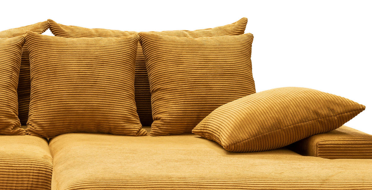ECKSOFA in Cord Goldfarben  278/200 cm  - Goldfarben/Schwarz, MODERN, Kunststoff/Textil (278/200cm) - Livetastic